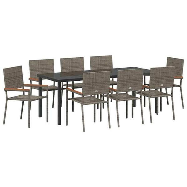 Maison Exclusive - 9 pc have spisebordssæt i grå polyrotin Grå