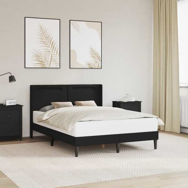 Maison Exclusive - Sengestel med LED-striber Sort 120 x 190 cm Kunstlæder Svart