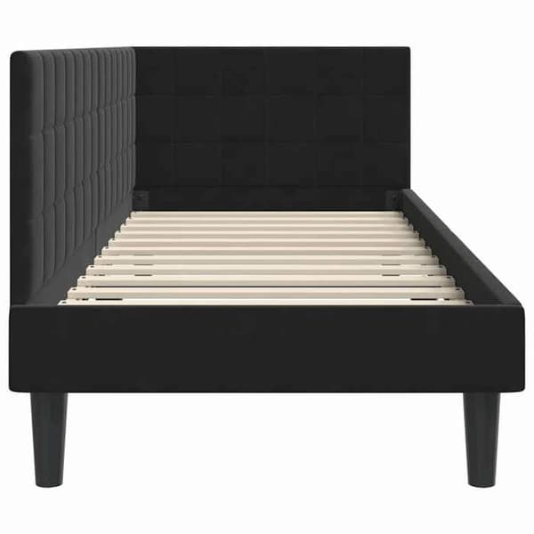 Vinkelsängram - EXKLUSIV HEM - 80x200 cm - Svart sammet - Multifunktionell soffa - Lamellbotten Svart