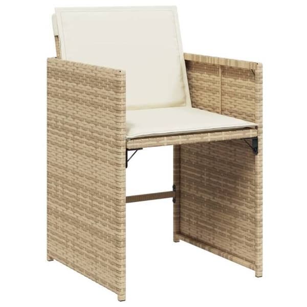 Maison Exclusive - Trädgårdsset med matbord och kuddar 11 delar beige polyrotting