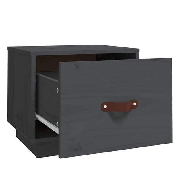 Sängbord - EXKLUSIV HEM - Set om 2 - Massivt furu - 1 låda - Grå 40x34x35 cm Grå