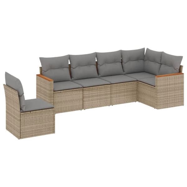 Maison Exclusive - Trädgårdsmöbler med kuddar 6 delar beige flätad resin
