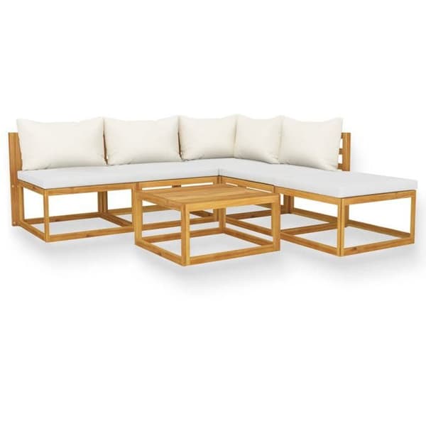 Maison Exclusive - Trädgårdsmöbler 6 delar med kuddar Creme Solid akaciaträ