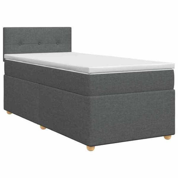 Lys boxspring - MAISON EXCLUSIVE - 100 x 200 cm - Stof - Mørkegrå - Madras med medium fasthed Mörkgrå