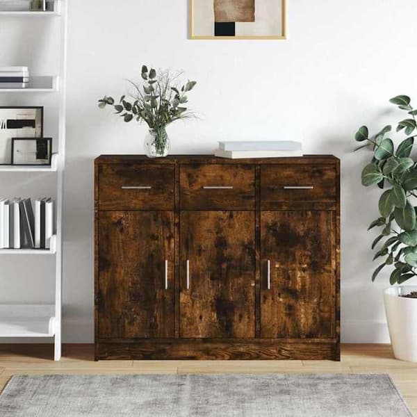 Maison Exclusive - Buffé i rökig ek 91x28x75 cm i ingenjörsträ