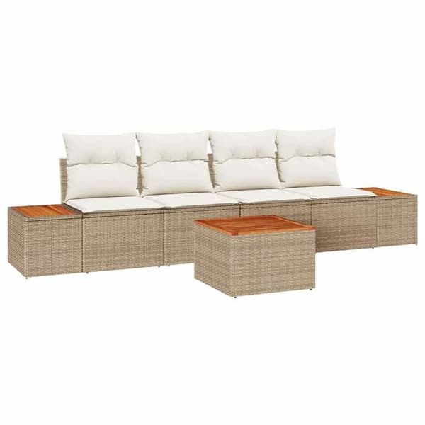 Maison Exclusive - 5 osan beige polyrottinkinen puutarhakalustesetti