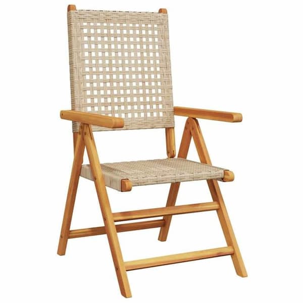 Maison Exclusive - Fällbara stolar 2 stycken Beige Massivt akaciaträ och polyrotting