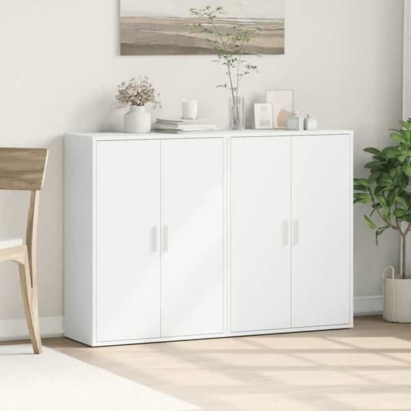 Maison Exclusive - Bufféer 2 st vit 60x31x84 cm ingenjörsträ