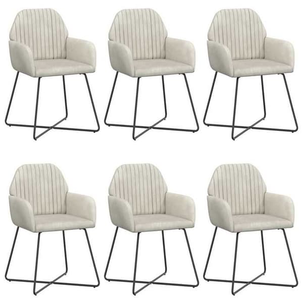 Maison Exclusive - Spisestuestole 6 stk Fløjl Creme 55 x 50 x 84 cm