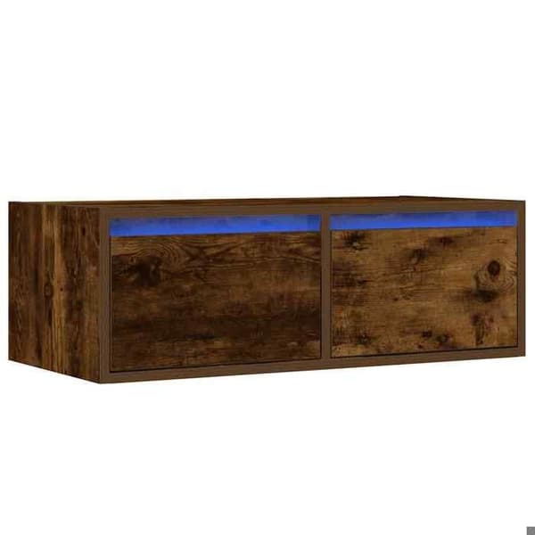 Maison Exclusive - TV-møbel med LED-lys, røgfyldt eg 75x35,5x25 cm