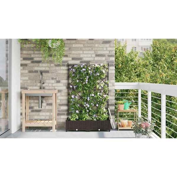 Cache-pot / havekrukke - MAISON EXCLUSIVE - Rektangulær 80 x 40 x 125,5 cm - 2 stk. - Brun - Holdbar polypropylen brun