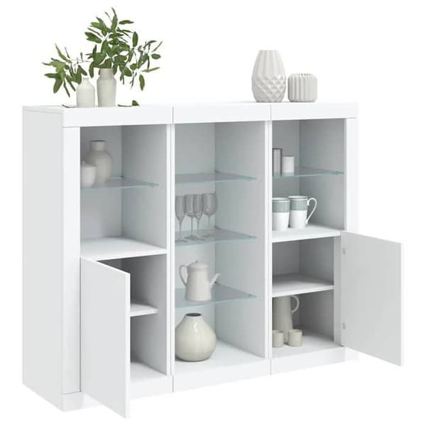 Maison Exclusive - Bufféer med LED-lampor 3 st vit ingenjörsträ
