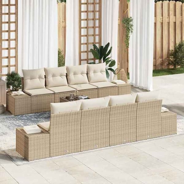 Modulär trädgårdsoffan - EXKLUSIVT HEM - Modulär - Poly rattan & stål - Avtagbara kuddar - Beige