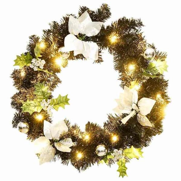 Maison Exclusive - Julekrans med LED-lys Sort 60 cm PVC Svart