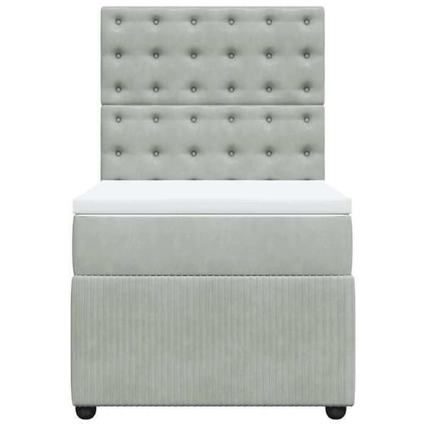 Maison Exclusive - Sängbotten med lameller och madrass Grått 100x200cm Sammet