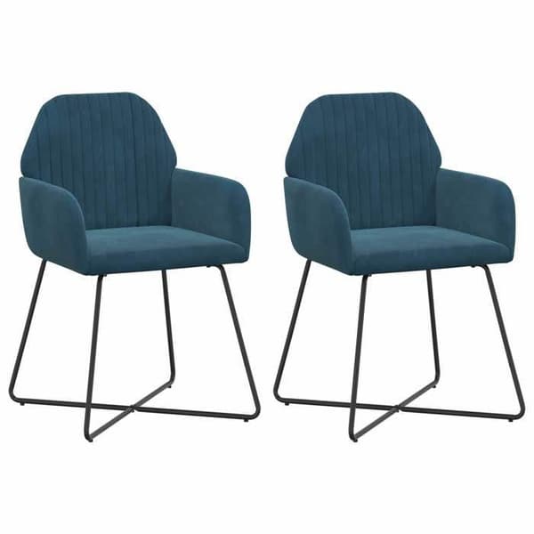 Maison Exclusive - Matstolar 2 st Sammet Blå 55 x 50 x 84 cm
