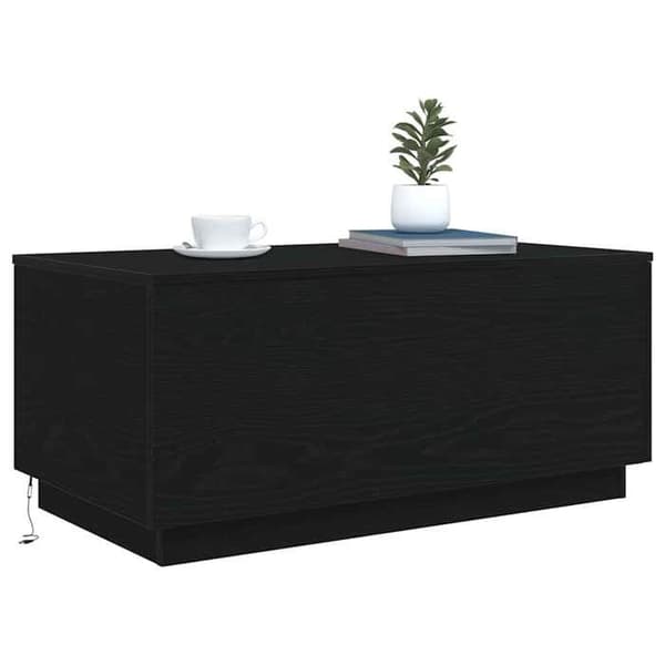 Maison Exclusive - Sofabord med LED-lys, sort egetræ 90x50x40 cm