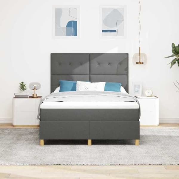Maison Exclusive - LED-jousipatja Tummanharmaa 140 x 190 cm kangas Mörkgrå