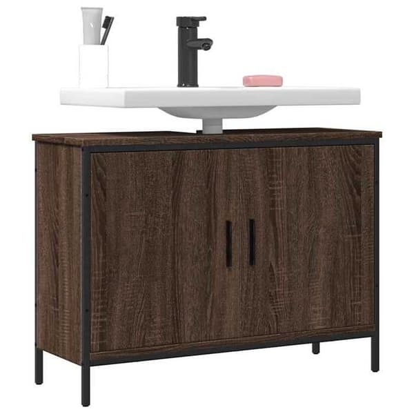 Maison Exclusive - Badeværelsesskab med vask i brunt egetræ 80x30x60 cm Brun ek