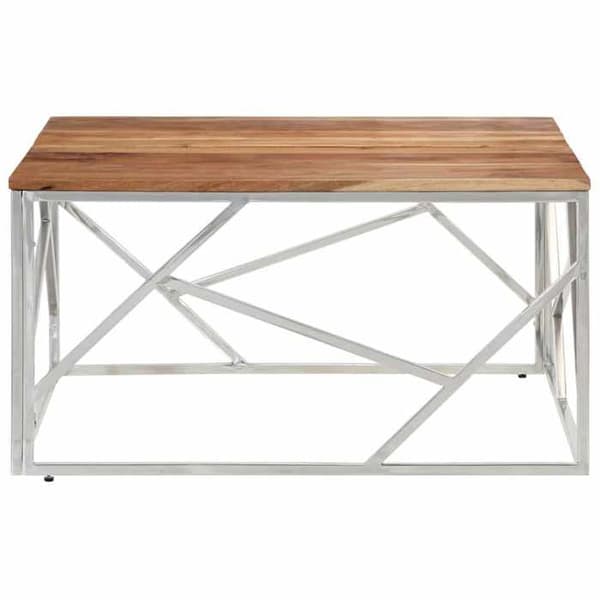 Maison Exclusive - Silverfärgad soffbord i rostfritt stål och massiv akaciaträ Silver