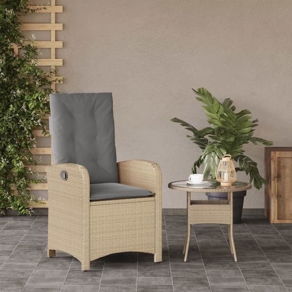Maison Exclusive - Säädettävä puutarhatuoli, vaaleanbeige polyrottinkipatja beige