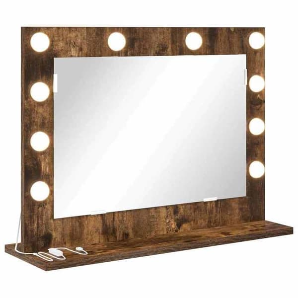 Maison Exclusive - Spejl til badeværelse Røget eg 60 x 45 x 18 cm Rektangulær Rökt ek