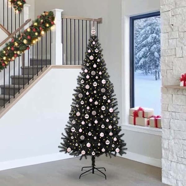 Juletræ - EKSKLUSIV HUS - 240 cm - Sort - PVC - LED USB Svart