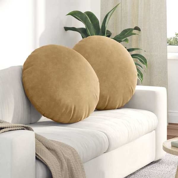 Istuinalusta - EXKLUSIIVINEN KOTI - Ø60 x 21 cm - Ruskea sametti - Pyöreä - 2 kpl brun