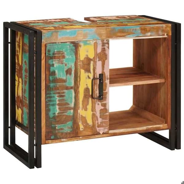 Maison Exclusive - Underskåp med hylla Multicolor Återvunnet Trä Solid Flerfärgad