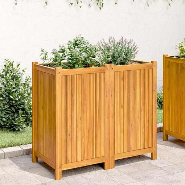 Maison Exclusive - Blomlåda med foder 84x42x75 cm massiv akaciaträ
