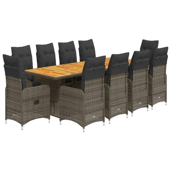 Maison Exclusive - Trädgårdsbistro-set 11 delar gråa kuddar poly rotting