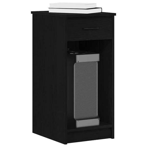 Computer tårnstøtte - EKSKLUSIV HUS - 35x45x77 cm - Sort - 1 skuffe - Ingeniørtræ