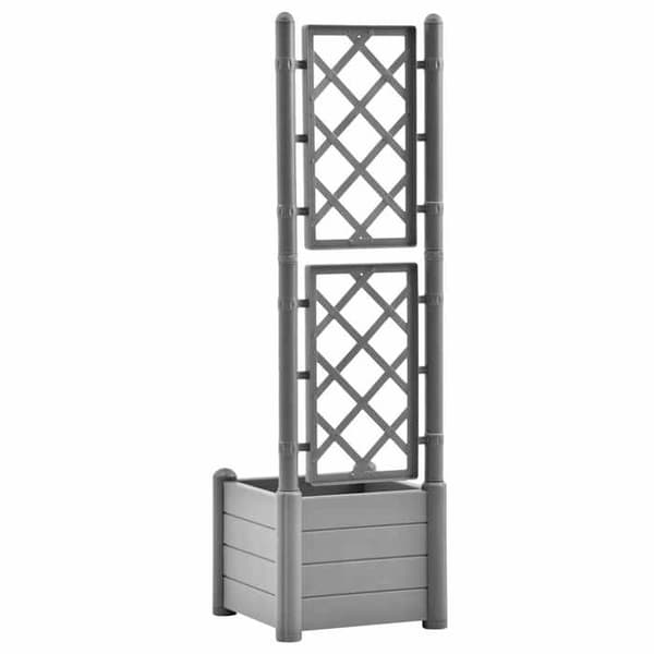 Maison Exclusive - Plantekasse med trellis 43x43x142 cm PP Grå sten