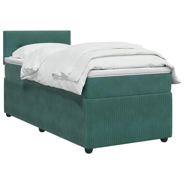 Maison Exclusive - Boxspring säng med mörkgrön madrass 90 x 200 cm Sammet