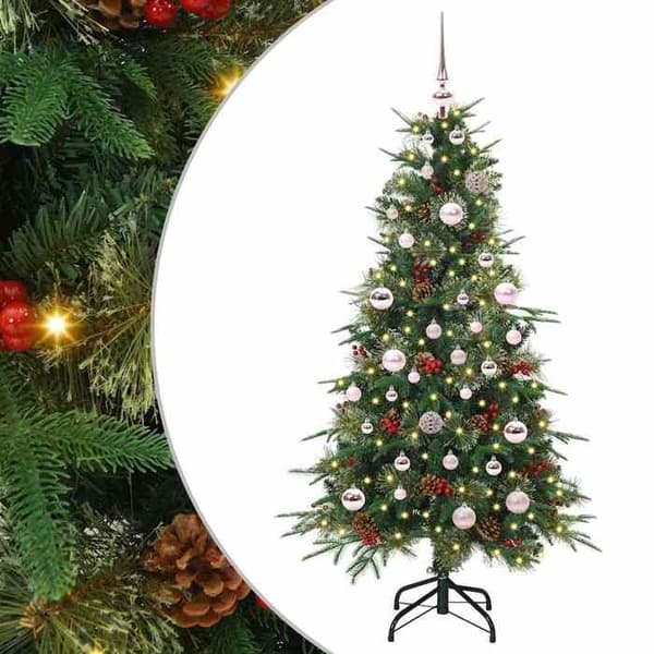 Kunstig juletræ - EKSKLUSIV HUS - Kegle 150 cm - Grøn - Varm hvid LED - USB-strøm Grön