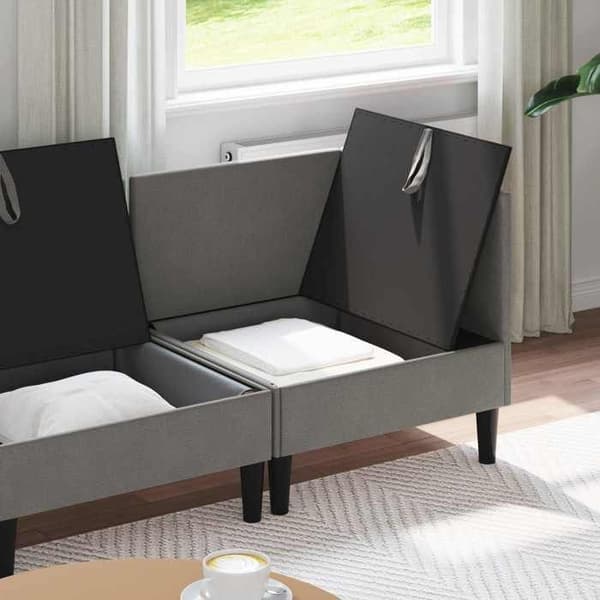 Divaani - MAISON EXCLUSIVE - 3-osainen setti - Tummanharmaa - 100% polyesterikangas - Vanerikehys Mörkgrå
