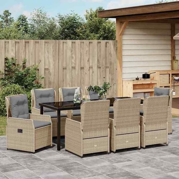 Maison Exclusive - 9 dele have spisebordssæt i beige og lys grå Beige och ljusgrå