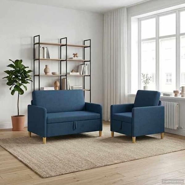 Maison Exclusive - Soffa med förvaring 2 st Blå Polyester