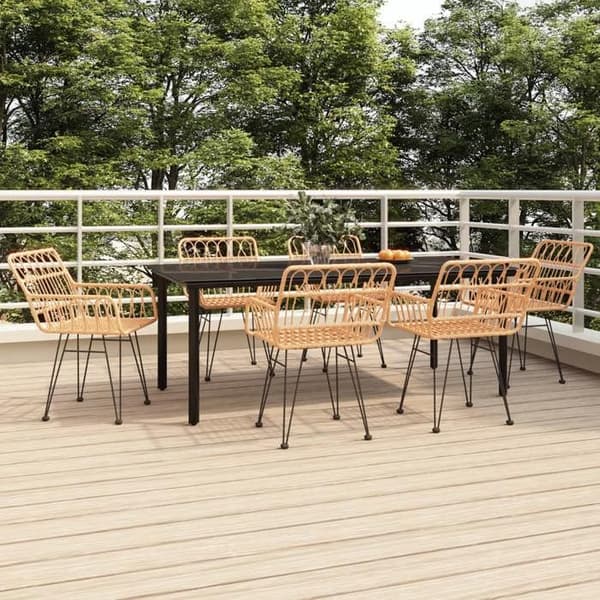 Maison Exclusive - 7 osan puutarhakalustesarja, punottua muovia