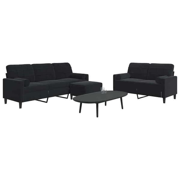 Maison Exclusive - Set med 3 soffor och kuddar samt svarta sammetsrullar