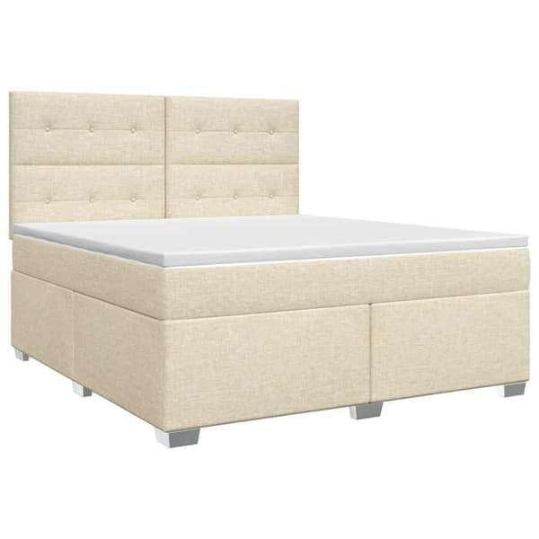 Maison Exclusive - Boxspring säng med madrass Crème 140 x 200 cm Tyg Grädde