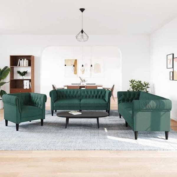 Maison Exclusive - Sæt af 3 sofaer mørkegrøn stof