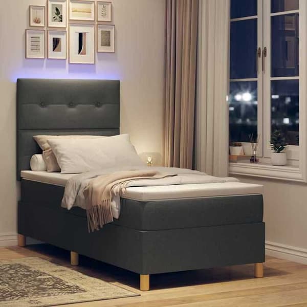 Maison Exclusive - LED-jousipatja Tummanharmaa 100 x 200 cm kangas Mörkgrå