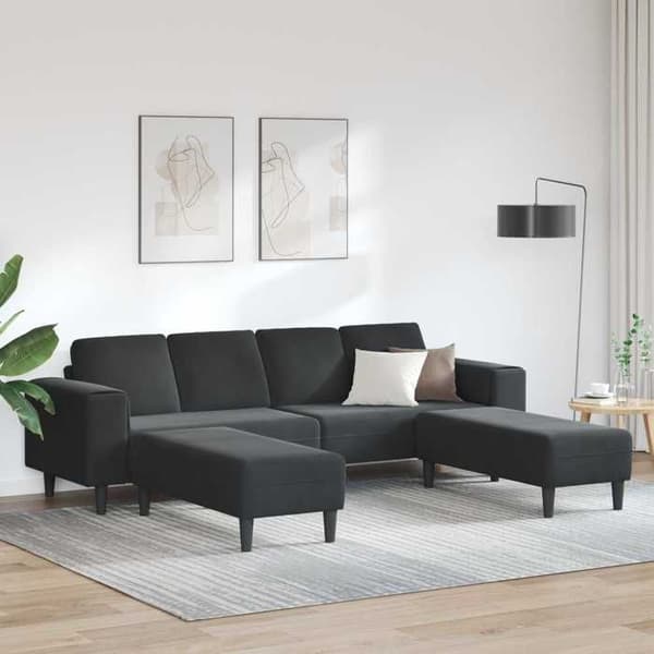 3-paikkainen sohva - MAISON EXCLUSIVE - 3 kpl - Musta - Polyesteripäällyste - Vanerirunko Svart