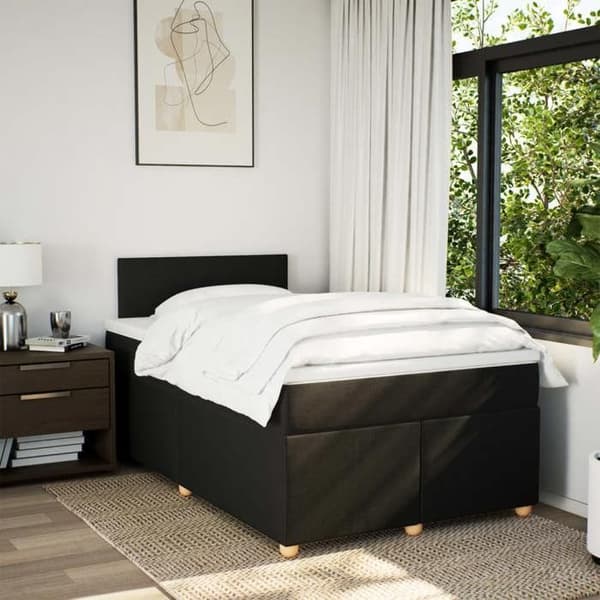 Sengestel med madras - 120x200 cm - Sort - Tilpasselige LED-lys - 2 pladser