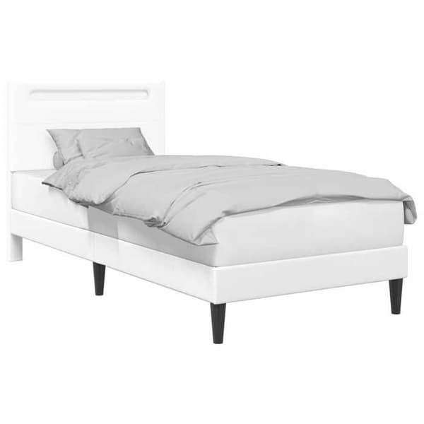 Sengestel - EKSKLUSIV HUS - 90 x 200 cm - Kunstlæder - Multifarvede LED-striber - Hvid Vit