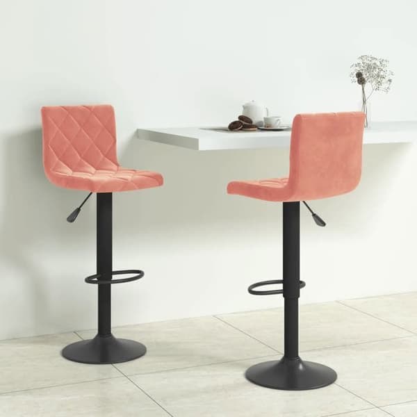 Maison Exclusive - Barstolar set om 2 rosa sammet