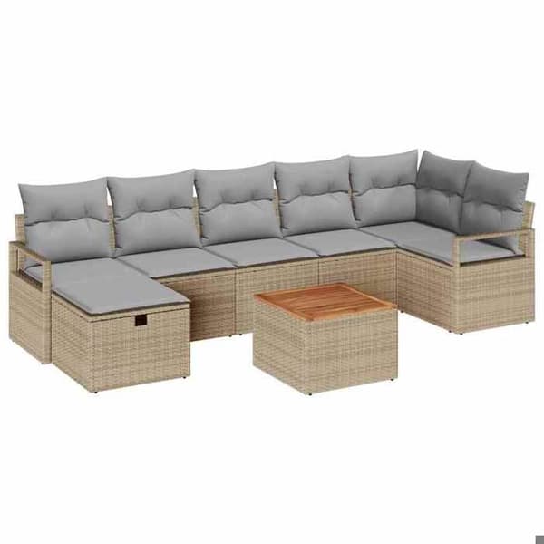 Trädgårdsmöbler - EXKLUSIVT HUS - Set 8 delar - Beige - Polyrotin - Modulär beige