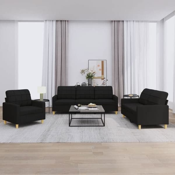 Maison Exclusive - Sæt af 3 sofaer med puder Sort Stof