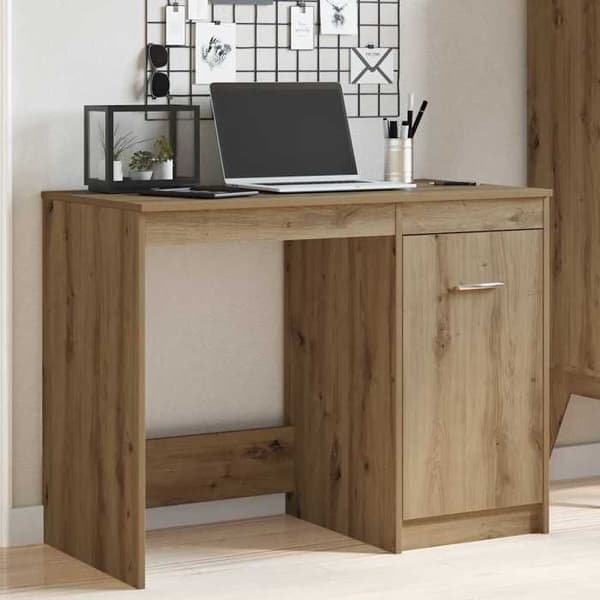Maison Exclusive - Håndlavet egetræskontor 100x50x76 cm ingeniørtræ